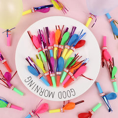 30/100Pcs Mini Blow Out Whistles with Balloon Kids Birthday Party Favors Pinata Fillers Noise Maker
