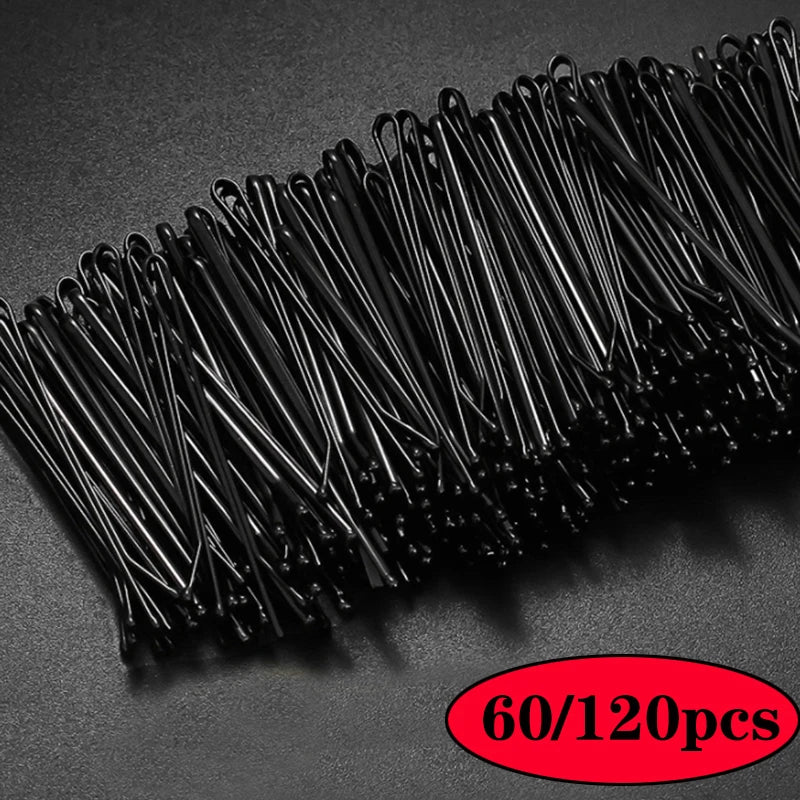 60/120pcs Black Hairpins for Women Hair Clip Lady Bobby Pins Invisible Wave Curly Bride Disposable H