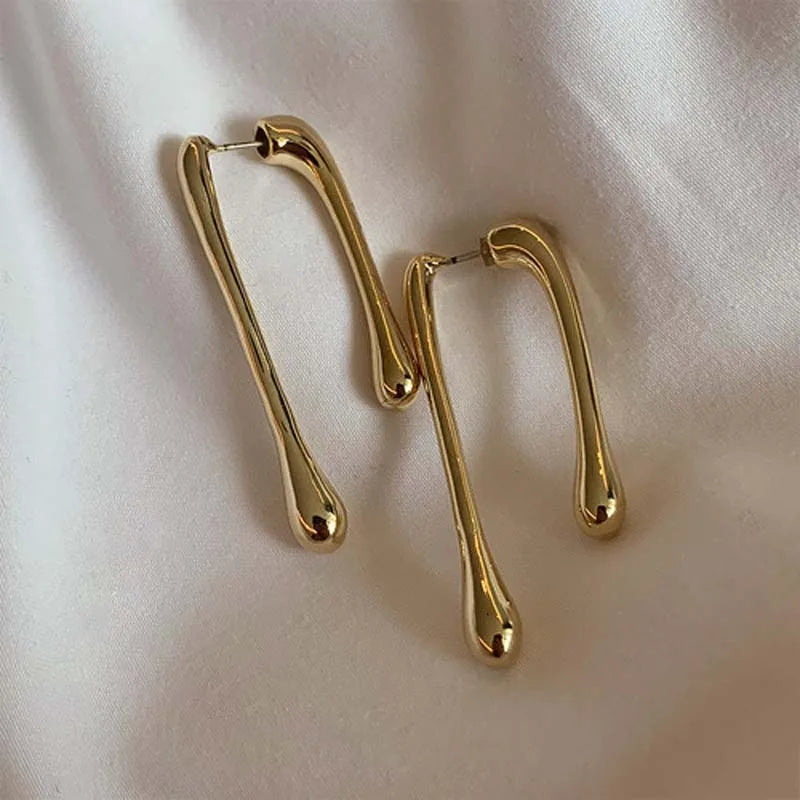 Metal Water Drop Long Pendant Earrings