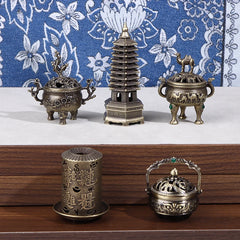 Alloy Lucky Incense Burner Bowl Incense Holder With Handle | Ancient Style Yoga Medit alternate view