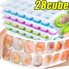 Ice Cube Tray Silicone Mold with Cover Square 14-cube Easy Release Ice Cube Molds Summer Kitchen Bar