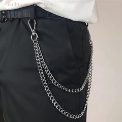 【MAX-22】1Pcs 2/3Layer Punk Hip-hop Long Metal Belt Chain Fashion Trousers Pant Waist M close-up view
