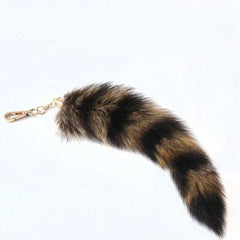 31BB Cute Fox-Racoon Tail Keychain Fur Pendant Key-Chain Bags Charm Keys-Holder Couple Keyrings for Backpack Car Decoration