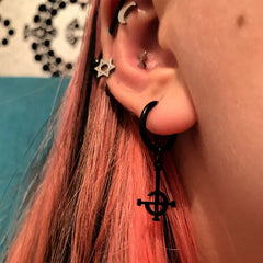 Goth Ghost BC Nameless Dangle Earrings | Stainless Steel Ghoul Band Jewelry alternate view