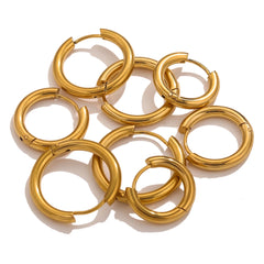 6pcs Stainless Steel 3mm 4mm Hoop Earrings | PVD Gold Plated Korean Round Earrings for M detail view