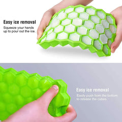 37 Grids Honeycomb Ice Cube Silicone Mold with Lid | Flexible Silicone Ice Tray for DIY detail view