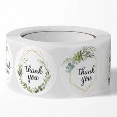 500 Pieces Round Floral Thank You Stickers | Self-Adhesive Gratitude Labels close-up view