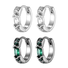 Stylish Green Zircon Minimal Hoop Earrings for Men, Vintage Small Huggie Earrings, Hypoallergenic Pi