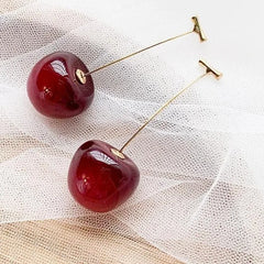 Sweet Cherry Earrings Ladies Delicate Fruit Design Drop Dangle Earrings Wedding Party Korean Ear Jew