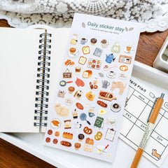 Korean Bonito Nature Life Bread House Coffee Paper Stickers | Cute Scrapbooking and Jour detail view