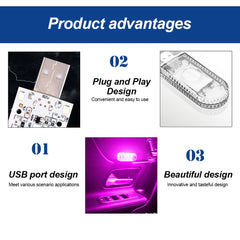 LED Car Mini Touch Light USB Charging Portable Auto Roof Ceiling Reading Night Lamp Wire detail view