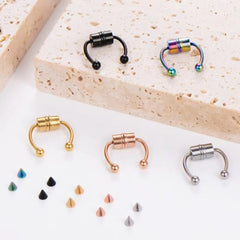 Gothic Magnet Fake Nose Ring Non Piercing Nose Clip Stainless Steel Fake Piercing Hoop Septum Rings