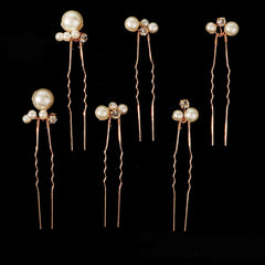 6PCS Popular Handmade Wedding Hair Pins Bridal Crystal Pearl Flower Hair Clip Bridal Hair Jewelry Accessories