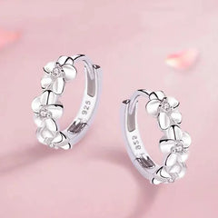 925 Sterling Silver Needle Earrings for Women's Wedding Fashion High Quality Jewelry Crystal Zircon Flower Cute Stud