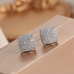 Square Cubic Zirconia Stud Earrings | Vintage Style for Women and Men alternate view