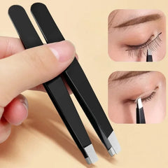 Stainless Steel Black Eyebrow Tweezer with Slant and Flat Point Beauty Tools for Eyel alternate view