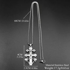 Catholic INRI Caravaca Cross Jesus Crucifix Cherub Angel Pendant Necklace for Women Me close-up view