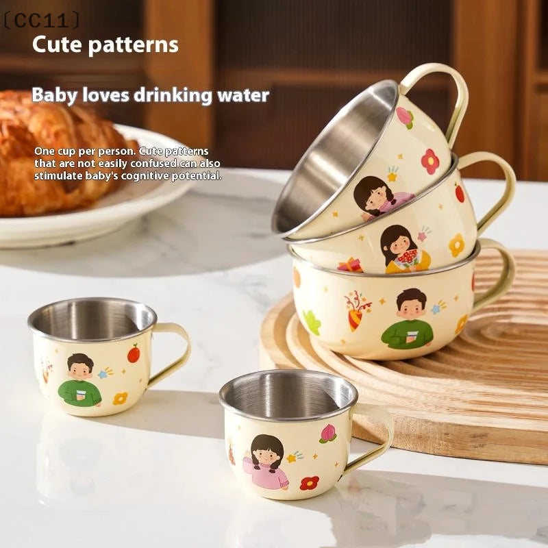 〔CC11〕80/220ml Stainless Steel Water Cup Mug For Kids Anti Scalding Milk Coffee Cup Mini Cute Drinki