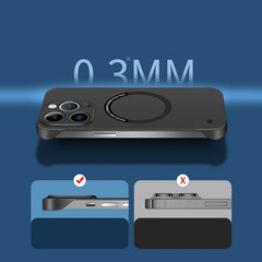 【Iron Plate Glue on Surfce 】Ultra Thin Hard Magnetic Frameless Phone Case For iPhone 15 detail view