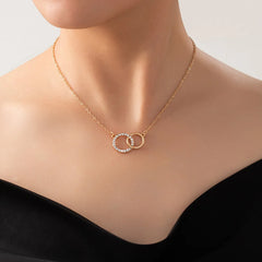 Double Circle Pendant Necklace Gold Color Necklaces for Women Fashion Thin Chain Minimal detail view