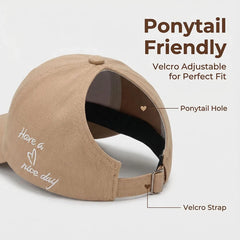 Sweet Heart Kids Girl Hat | Embroidery Cotton Ponytail Baseball Cap for Spring Summer close-up view