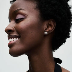Hot Sell 925 Silver Hoop Unlimited Love Shell Flowers Gold Round Heart Pendant Earrings detail view