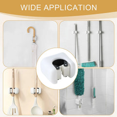 Bathroom -Punching Mop Brush Broom Holder Rack Kitchen Organizer Holder Hook close-up view