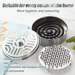 Round Mosquito Coil Holder with Cover | Stainless Steel Burner Tray alternate view