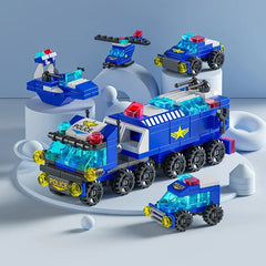 City Fire Car Building Blocks Set | 6-in-1 Police Truck, Engineering Crane, Tank & He alternate view