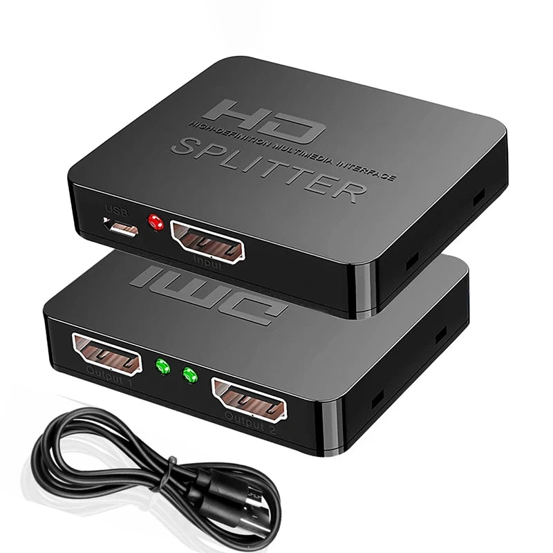4K HDMI-compatible 1x2 Splitter Switch for Box PC Monitor Projector Laptop 1 in 2 Out Video Distribu
