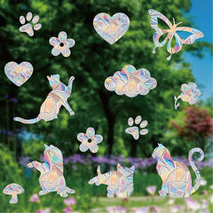 Rainbow Suncatcher Window Stickers | PVC Cat Butterfly Prism Glass Decal alternate view