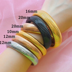 304L Stainless Steel Elastic Bracelet Women 18k Gold Plated Charm Punk Wide Chunky Metal detail view