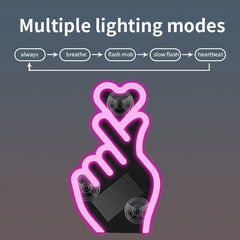 Solar Heart Shaped LED Ambient Light | Solar Powered Car Window Neon Light close-up view