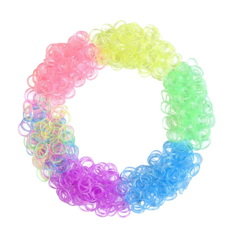 600pcs Colorful Loom Band DIY Bracelet Luminous Transparent Rubber Band Rainbow Circle Bracelet Chil