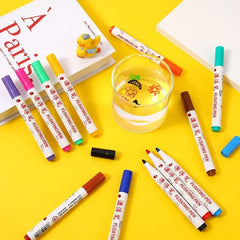 8/12 Colors Magical Water Floating Student Painting Brush Whiteboard Markers Pen Suspe close-up view