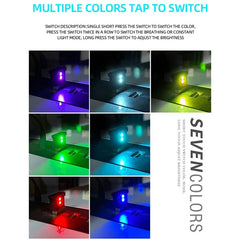 Mini USB LED Night Light | Car Interior Atmosphere Lamp with Eye Protection close-up view