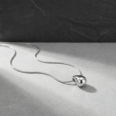 Fashion Waterdrop Pendant Necklace | Stainless Steel Snake Chain Jewelry Gift close-up view