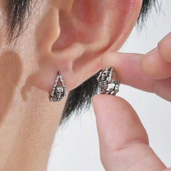 Punk Skeleton Hoop Earrings for Men | Never Fade Metal Huggies alternate view