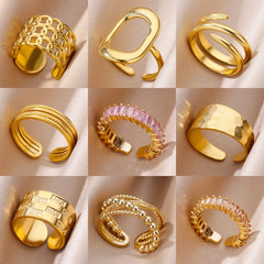316L Stainless Steel Rings for Women Gold Color Never Fade Luxury Classic rings wedding couple rings