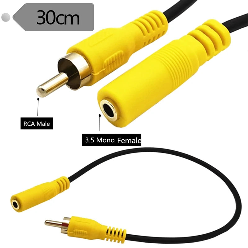 1pcs 3.5mm Mini Mono Male to RCA Female Video Cable for Car DVD TV/HDTV VCR CD players Camcorder Cam