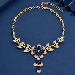 High end, stylish flower design necklace and jewelry suitable for dates, parties, and alternate view