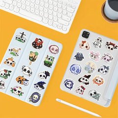 50Pcs Groovy Skull Stickers | Waterproof Vinyl Decals for Laptops, Water Bottles, Skat close-up view