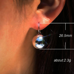 Smooth Ball Drop Earrings for Women | Creative Gold White Rosegold Dangle Jewelry detail view