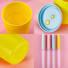 400ml Coffee Mug With Lid Straw Silicone Cold Juice Milk Tea Mug Leak-Proof Drinking Wat detail view