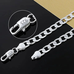 925 Sterling Silver Necklace For Men's Women 16/18/20/22/24 Inches Classic 6MM Chain Lux detail view