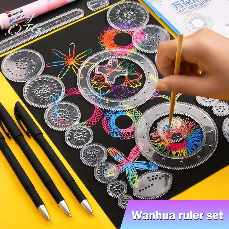 22pcs Drawing Toys Set Geometric Ruler Mathematical Roulette Drawing Tools Learning Painting Puzzle