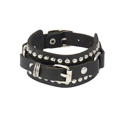 90s Heart Gothic Spike Bracelet Adjustable Punk Rock Bracelet Black Studded Faux Leather Bracelet for Men Women Gift