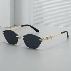 2026 Rimless Sunglasses for Men with Metal Chain Detail | Niche High-End UV Protectio alternate view