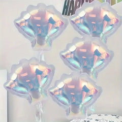 4-Pack Colorful Shell-Shaped Aluminum Foil Balloons | Ocean-Themed Party Decor alternate view