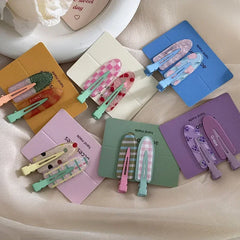 2pcs Candy Color Fruit Side Clips No Crease Seamless Acrylic Hairpins Barrettes Broken Hair Fixed Clips Girls Hair Accessories